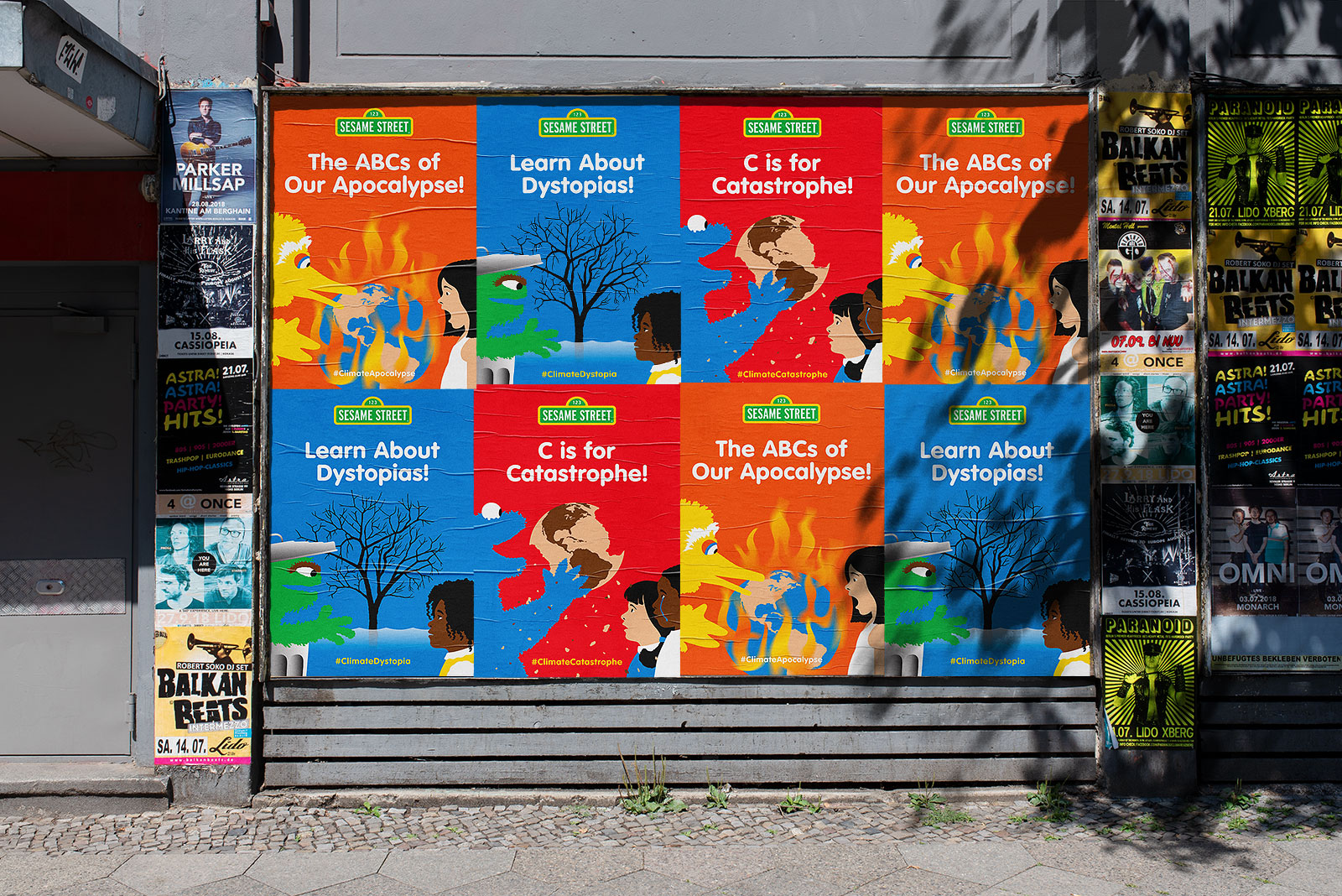 Wheatpasting Miami - wild posting campaign installation