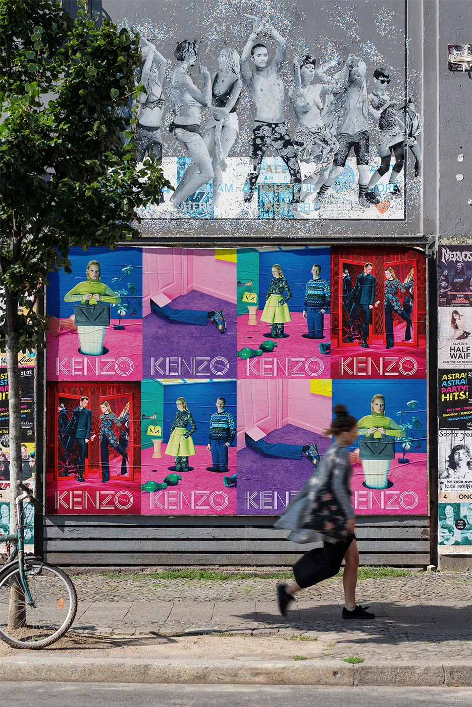 Wheatpasting Miami - wild posting street takeover for Kenzo